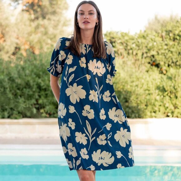 Mersea NWT XS Ibiza Dress La Fleur Navy - Picture 1 of 3